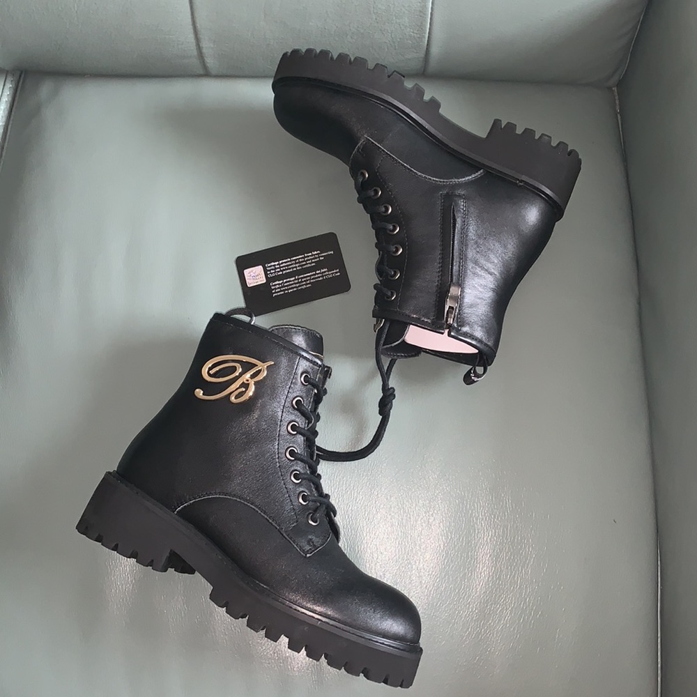 Blumarine   Logo Lace-Up Combat Boot